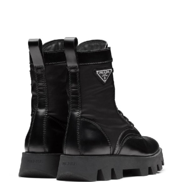 PRADA mens combat boots Black leather and nylon size IT 5.5 (size US 7) - Picture 4 of 10